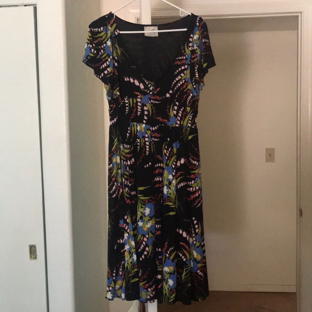 Anthropologie Mermaid | ruffle sleeve dress
